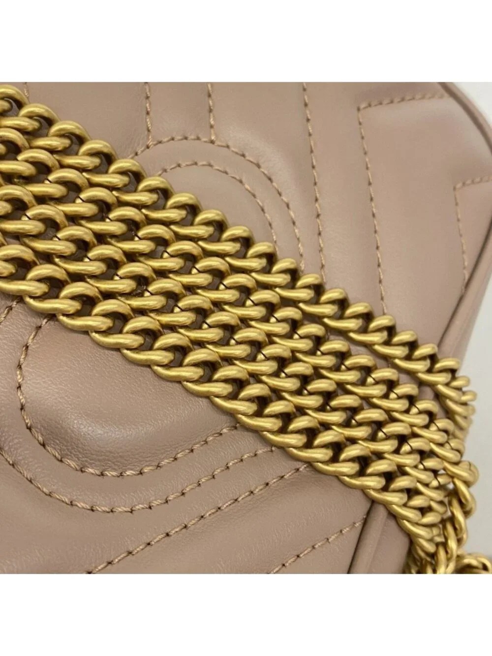 Gucci Shoulder Bag GG Marmont Leather Brown Gold